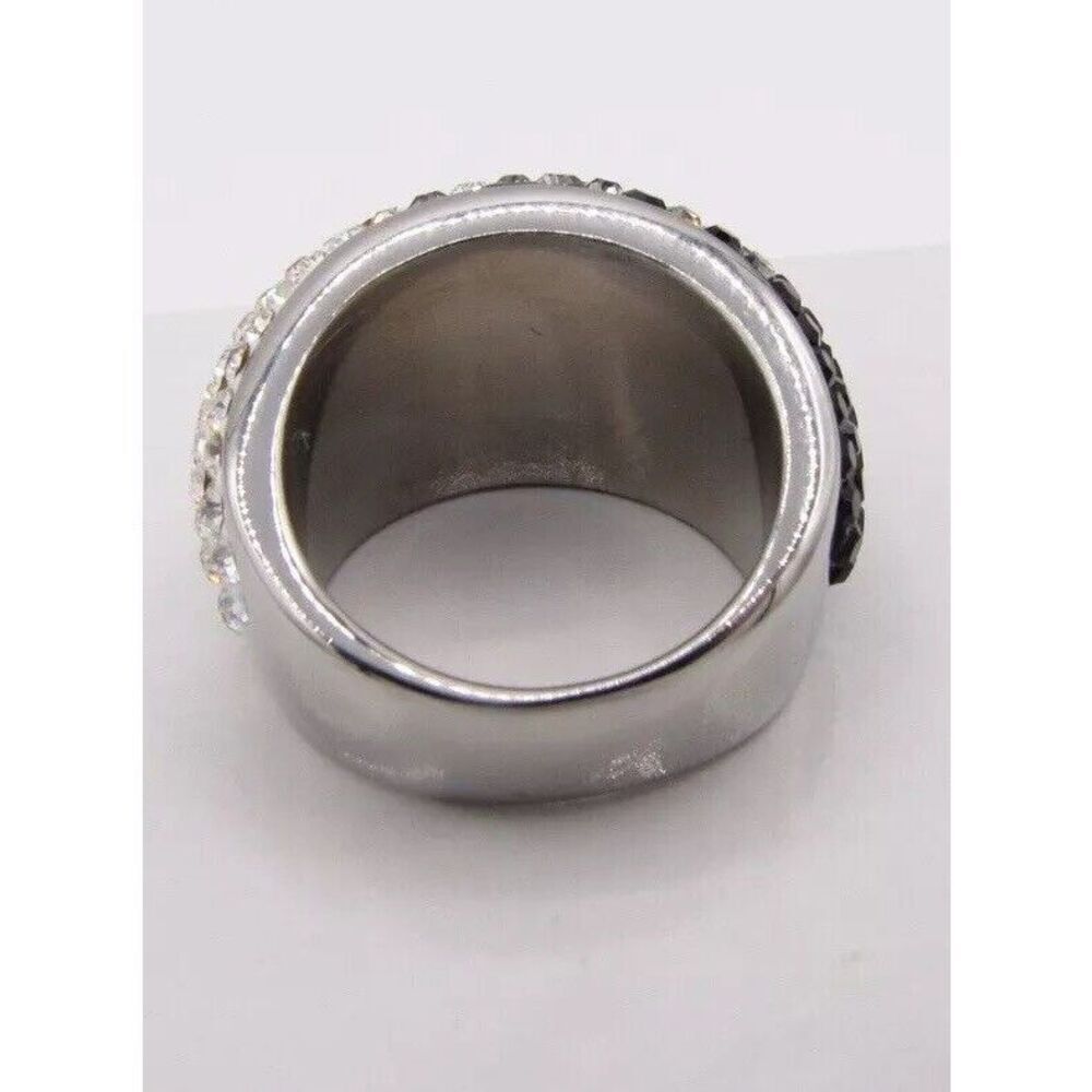 Black and White CZ Ombré  Dome Design Stainless Steel Fashion Jewelry Size 6 - Picture 2 of 4